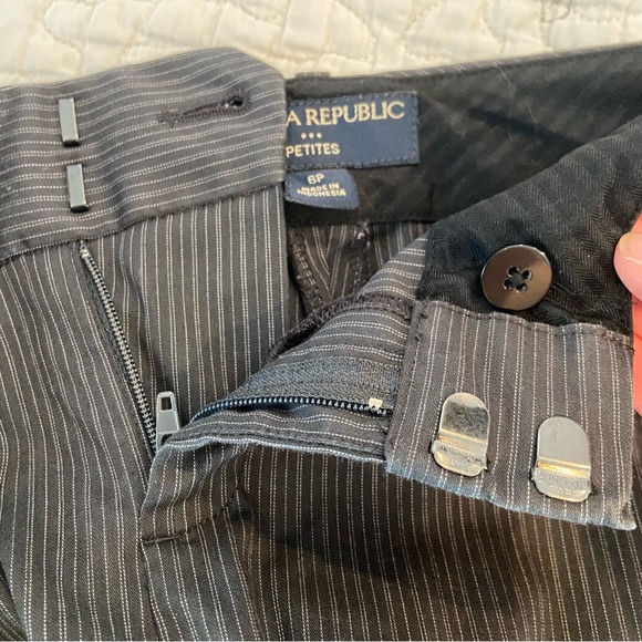 BANANA REPUBLIC Y2K Low Rise Flare Pinstripe Pants Grey Size 6 Petite - Picture 5 of 8